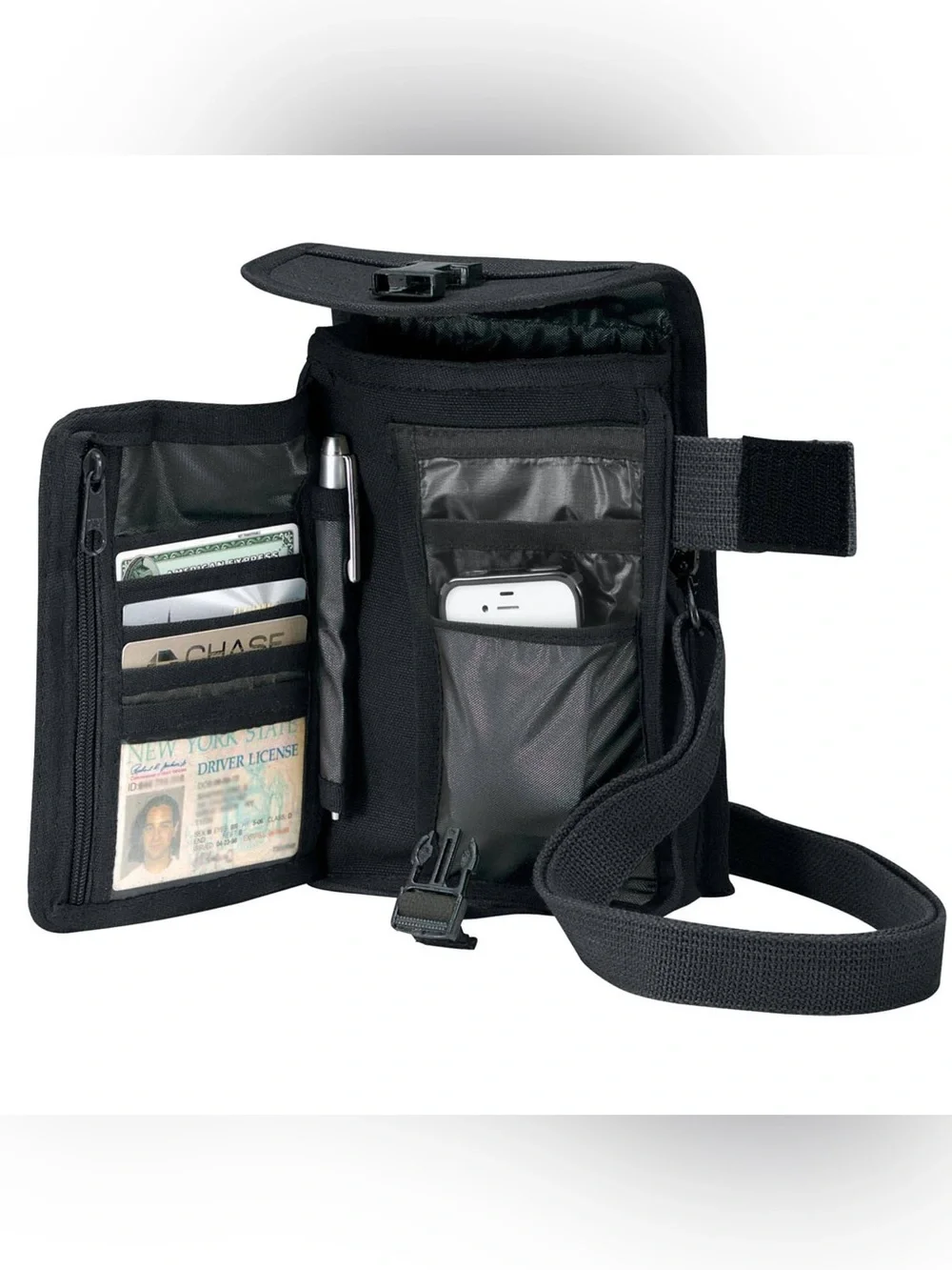 Rothco Canvas Travel Portfolio Bag Black Crossbody Travel Pouch - NWOT